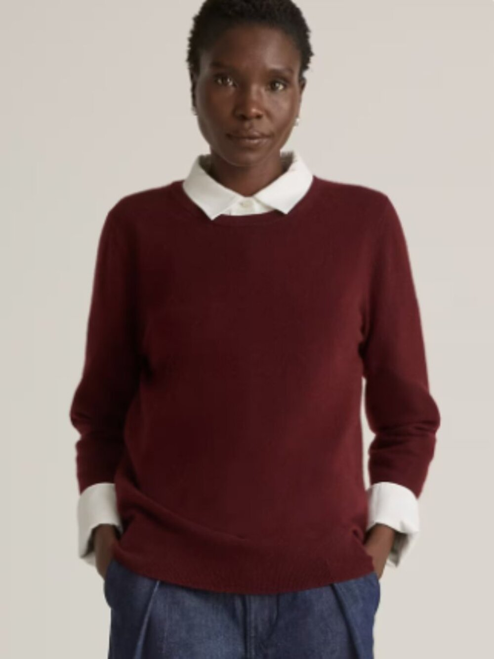 Quince Mongolian Cashmere Crewneck Sweater Rich Burgundy - Large
